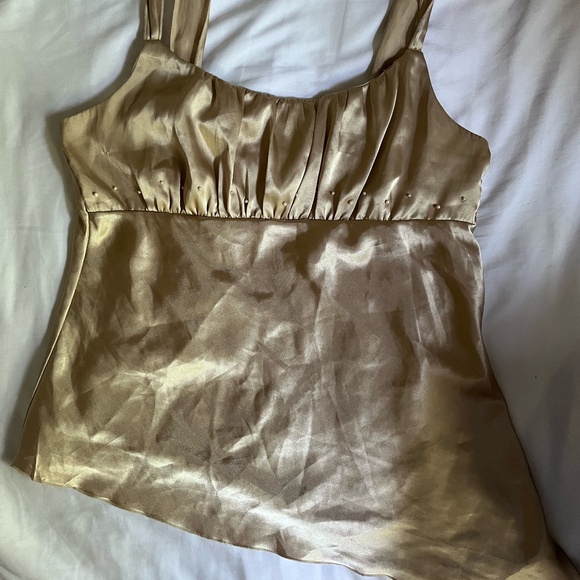 Gold Asymmetrical Ruffled Going Out Top - Picture 1 of 5